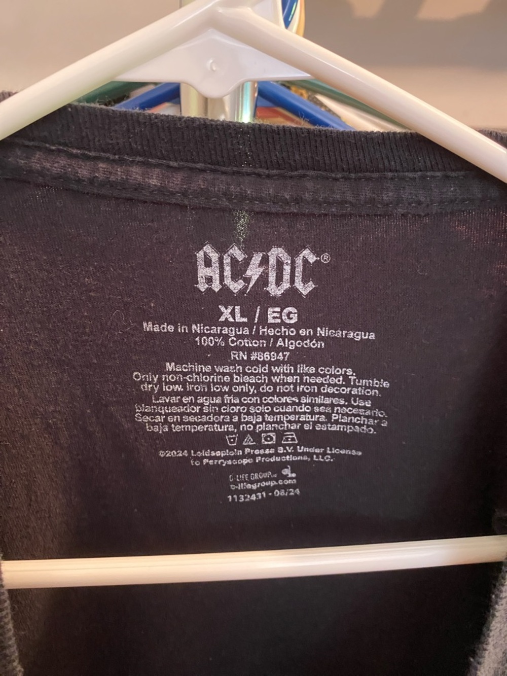 AC/DC Black Tee with White Logo - Back In Black Graphic - Picture 2 of 3